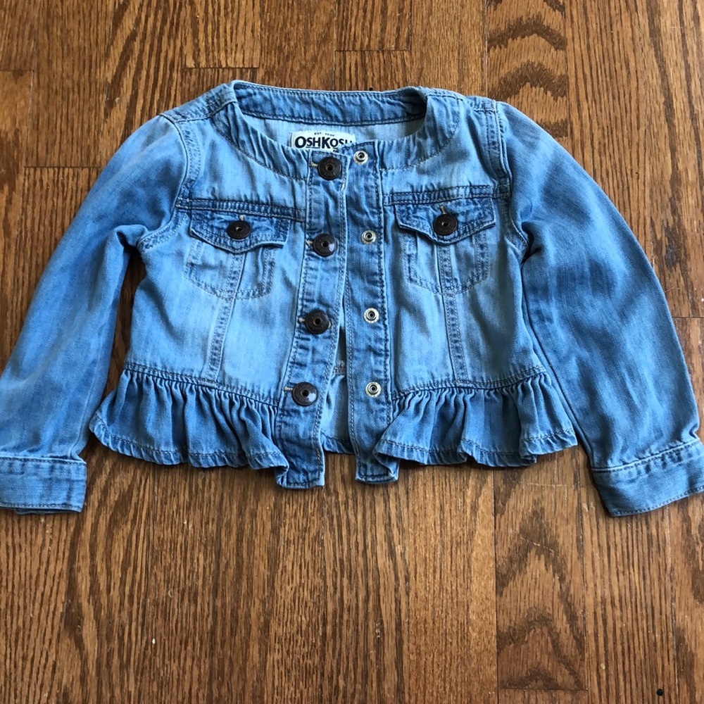 Oshkosh denim jacket with ruffle bottom